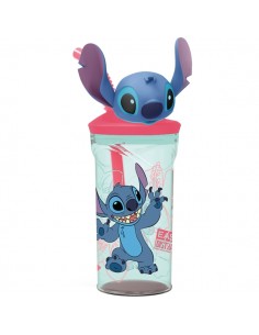 Safta Stitch Sweet Vaso con Figura 3D de 360ml - Tapa con Rosca - Cierre Hermetico - Pajita Interior - Multicolor