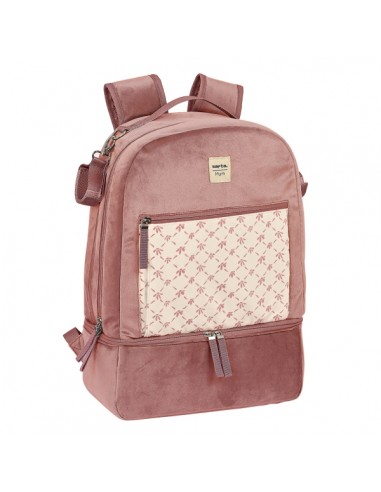 Safta Marsala Mochila para Carrito Bebe de 19.4L - Cierre con Doble Tirador - Bolsillo Frontal con Cremallera - Bolsillo