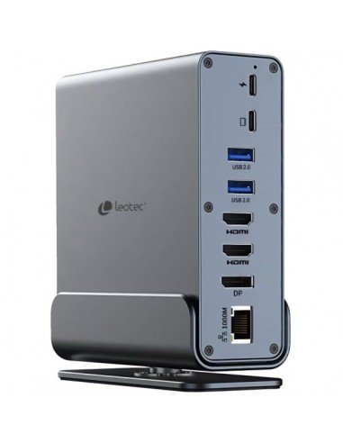Leotec LEDS06 Docking Station USB C 15 en 1 - 2x HDMI 4K-DisplayPort - Power Delivery 100W - Ethernet Gigabit - 5x USB-