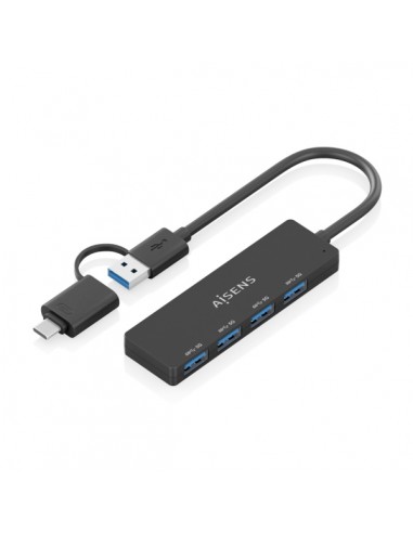 Aisens Hub USB 3.1 USB-A USB-C - 4xUSB-A - 15cm - Color Negro