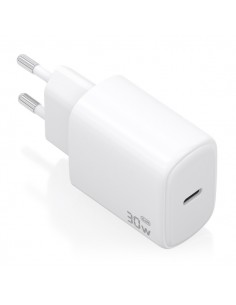 Aisens Cargador GaN 30W - 1xUSB-C PD3.0 - Tecnologia AI - Color Blanco