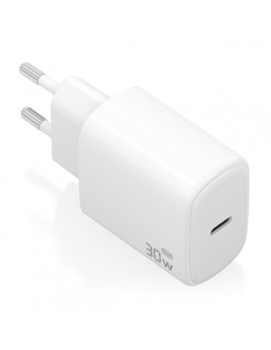 Aisens Cargador GaN 30W - 1xUSB-C PD3.0 - Tecnologia AI - Color Blanco