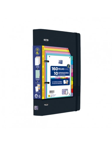 Oxford Europeanbinder Live & Go XL Pack con Carpeta A4-con Recambio de 160 Hojas Cuadricula 5x5-10 Separadores de Plastico