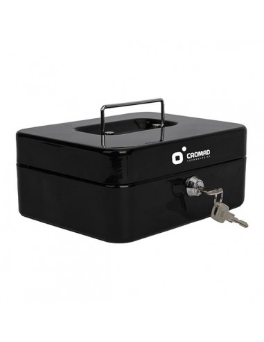 Cromad CR1224 Caja de Caudales Metalica - Cerradura de Llave - 3 Compartimentos - Asa de Transporte - 90x200x160mm