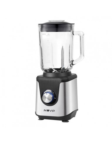Muvip Batidora de Vaso 1800W 1.8L - 2 Velocidades - Funcion Pulse - Cuerpo Acero Inoxidable - Cuchillas Dentadas con