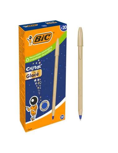Bic Cristal Glace Boligrafo de Bola - Cuerpo Opaco en Color Oro Mate - Punta Redonda de 1mm - Trazo 0.4mm - Tinta con Base de