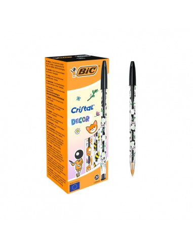 Bic Cristal Decor Kawaii Boligrafo de Bola - Cuerpo Transparente con Decoracion Kawaii - Punta redonda de 1mm - Trazo 0.4mm -