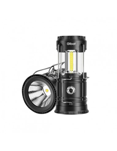 Elbat EB0564 Linterna de Camping 2 en 1 LED 280LM - 6500K Luz Fria - Gancho Superior - Alimentacion a Pilas AAA - Color Negro