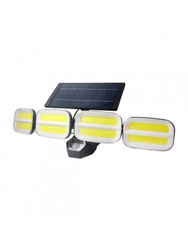 Elbat Foco Solar Cuadruple - 800LM - Luz Fria 6500K - Sensor de Movimiento - 4 Baterias de 1200mAh