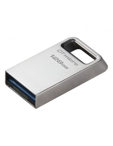 Kingston DataTraveler Micro Memoria USB 128GB - USB 3.2 Gen 1 - Ultracompacta y Ligera - Enganche para Llavero - Cuerpo