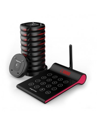 Approx Customer Caller Kit Avisador de Clientes - Base de Carga - 10 Unidades - 400m Alcance - Transmisor con Teclado Tactil
