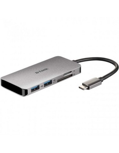 D-Link Hub USB-C 6 en 1 Lector SD-MicroSD-HDMI 4K-USB-C-2x USB 3.0