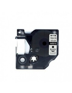 Dymo D1 45010 Cinta de Etiquetas Generica para Rotuladora - Texto negro sobre fondo transparente - Ancho 12mm x 7 metros -