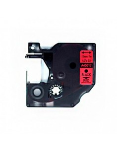Dymo D1 45017 Cinta de Etiquetas Generica para Rotuladora - Texto negro sobre fondo rojo - Ancho 12mm x 7 metros - Reemplaza