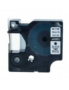 Dymo D1 45803 Cinta de Etiquetas Generica para Rotuladora - Texto negro sobre fondo blanco - Ancho 19mm x 7 metros -