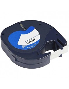 Dymo LetraTag S0721510 Cinta de Etiquetas Generica para Rotuladora - Texto negro sobre fondo blanco - Ancho 12mm x 4 metros