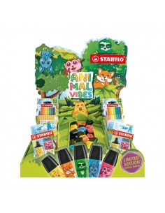 Stabilo Animal Vibes Expositor de Sobremesa con 30 Boss Mini Piezas Sueltas-8 Packs con 3 Boss Mini-5 Packs con 8 Point 88