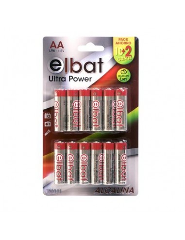 Elbat Pack de 12 Pilas Alcalinas LR6 AA