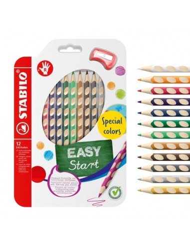 Stabilo Easycolors Special Colors Pack con 12 Lapices de Colores Ergonomicos-Sacapuntas - Mina de 4.2mm - Forma Triangular