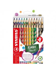 Stabilo Easycolors Pack con 24 Lapices de Colores Ergonomicos - Mina de 4.2mm - Forma Triangular - Uso Diestro - Colores