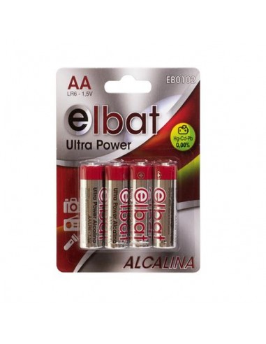 Elbat Pack de 4 Pilas Alcalinas LR6 AA