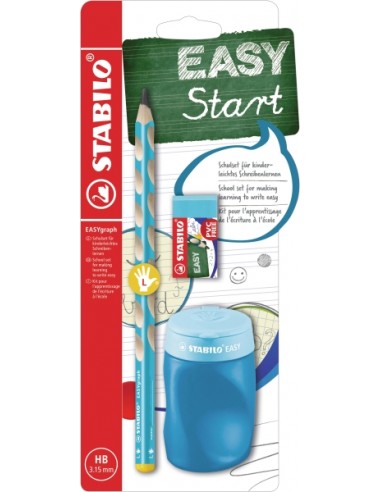 Stabilo Easygraph Pack con Lapiz de Grafito-Sacapuntas con Deposito-Goma de Borrar - Mina HB de 3.15mm - DiseÃ±o