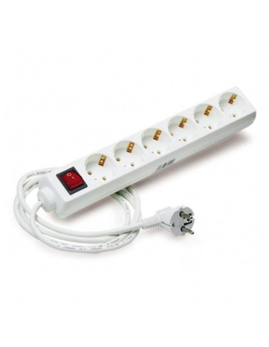 Elbat Regleta Alimentacion - 6 Tomas Schuko - Interruptor On Off - Cable de 1.50m