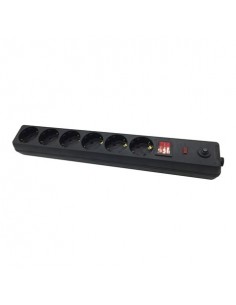 Elbat Regleta Alimentacion - 6 Tomas Schuko - Interruptor On Off - Proteccion de Sobrecarga - Cable de 1.50m
