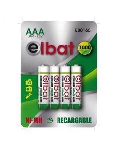Elbat Pack de 4 Pilas Recargables LR03 AAA 1000mAh
