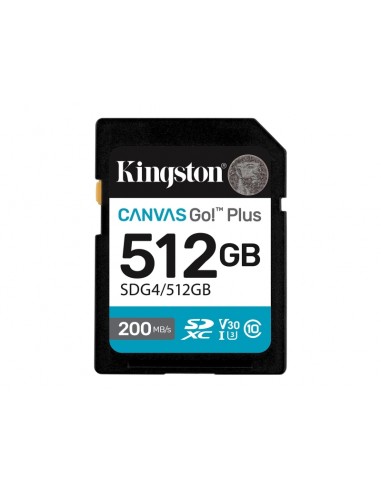 Kingston Tarjeta SDXC 512GB UHS-I U3 V30 Clase 10 200MB s Canvas Go Plus