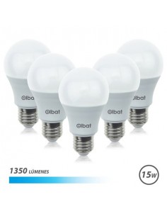 Elbat Pack de 5 Bombillas LED A60 15W E27 1350lm - 6500K Luz Fria