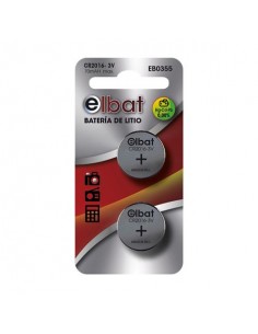 Elbat Pack de 2 Pilas Litio de Boton CR2016 3V