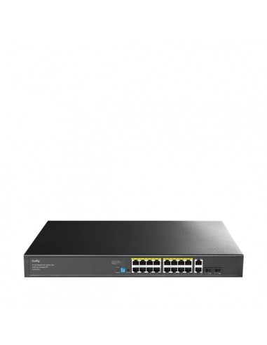 Cudy Switch 20 Puertos - Capacidad Conmutacion 40Gbps - 16x RJ45 PoE-- 2x RJ45 GbE - 2x Gigabit SFP - Reinicio Automatico -