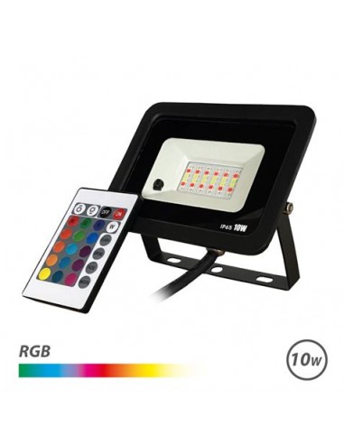 Elbat Foco Led RGB 10W - Control Remoto - IP65 - Ideal para Exterior