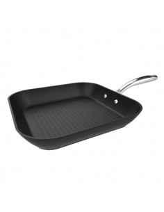 Cecotec Polka Fantasy Grill Silver Sarten Cuadrada de 28cm - Aluminio Forjado - Mango de Acero Inoxidable - Antiadherente -