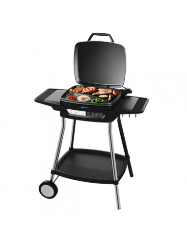 Cecotec PerfectCountry 2000 EasyMove Barbacoa Electrica - 2000W - Antiadherente - Tapa Abatible y Regulable - Bandeja
