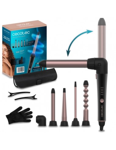 Cecotec SurfCare MultiWaves Rizador de 25mm - Revestimiento Ceramico - Angulo de 90Â° - Guante y Clips - Cabezales Surtidos
