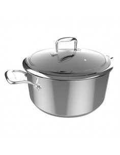 Cecotec Polka Classy Olla de 28cm de Diametro - Capacidad de 7.5L - Acero Inoxidable 18 10 - Asas Remachadas - Tapa de