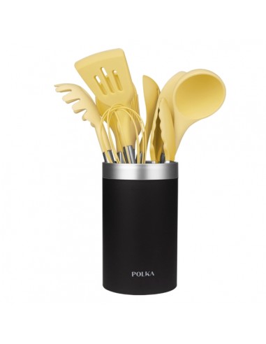 Cecotec Polka Experience Vulcano Pack de 9 Utensilios de Cocina - Mango de Acero y Caucho Termoplastico - Silicona