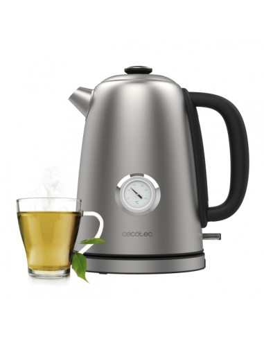 Cecotec Thermosense 620 Vintage Hervidor de Agua Electrico - Potencia de 2200W - Capacidad 1.7L - Acero Inoxidable -