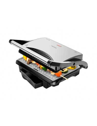 Cecotec Rock'nGrill 1000 Parrilla Electrica - 1000W - Antiadherente - Placa Flotante Ajustable - Bandeja Recogegrasas - Asa