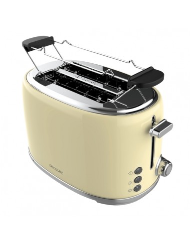 Cecotec Toast and Taste 1000 Retro Double Tostadora de Doble Ranura - 980W - Ranura Ancha - Acero Inoxidable - Autocentrado -