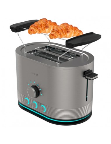 Cecotec Shine and Toast Double Tostadora Doble - Potencia 850W - Ranura Ancha - Acabados en Acero Inoxidable - 7 Niveles de