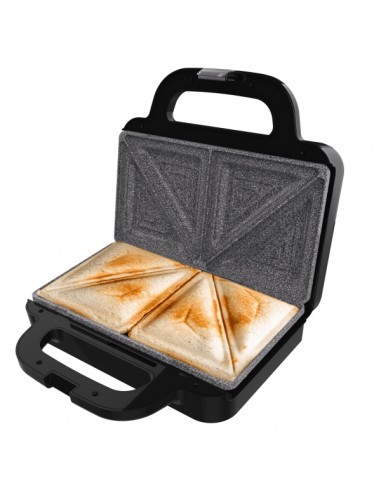 Cecotec Rock'nToast Deep Classic Sandwichera - 1000W - Capacidad para 2 Sandwiches - Placas Triangulares - Antiadherente -