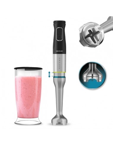 Cecotec Katana 12 Jar Batidora de Mano - Potencia de 1200W - Cuchillas de Titanio - Funcion Oscilante - 21 Velocidades -