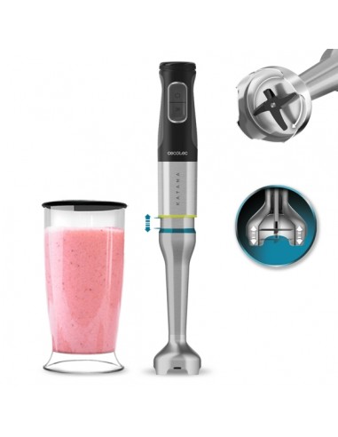 Cecotec Katana 12 Jar Batidora de Mano - Potencia de 1200W - Cuchillas de Titanio - Funcion Oscilante - 21 Velocidades -