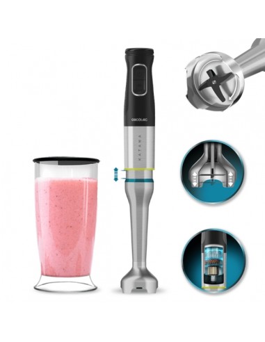 Cecotec Katana 15 Jar Batidora de Mano - Potencia de 1500W - Funcion Oscilante - Cuchillas de Titanio - 21 Velocidades -