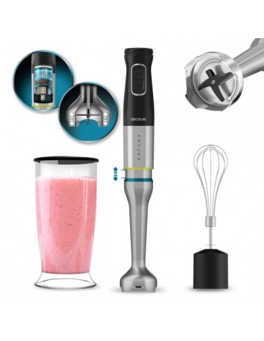 Cecotec Katana 15 Cream Batidora de Mano - Potencia de 1500W - Funcion Oscilante - Cuchillas de Titanio - 21 Velocidades -
