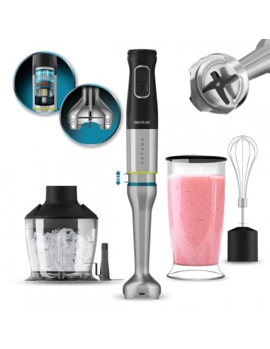 Cecotec Katana 15 Chop Batidora de Mano - 1500W - Funcion Oscilante - Cuchillas de Titanio - 21 Velocidades - Campana