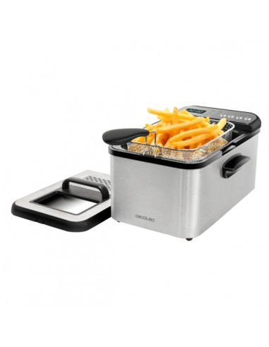 Cecotec Cleanfry Luxury 3000 Freidora Electrica - Potencia de 2400W - Capacidad 3.2L - Pantalla Digital - 5 Programas